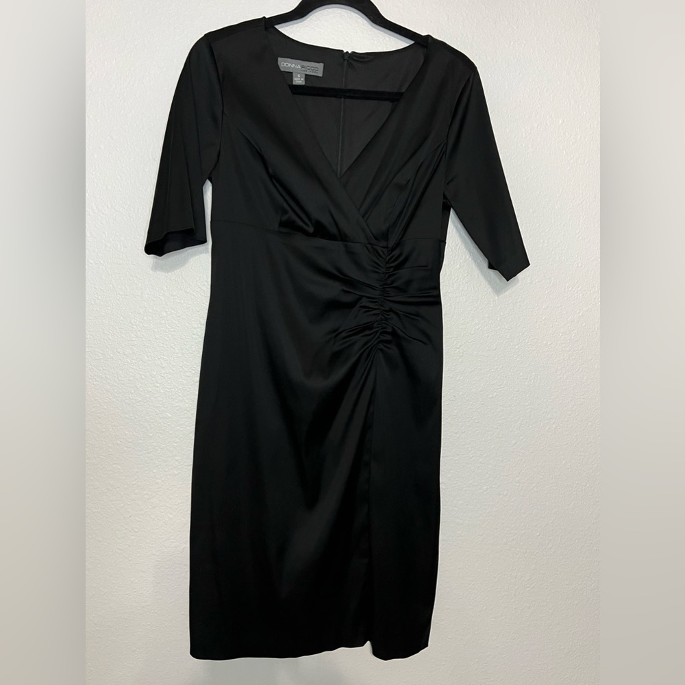 DONNA RICCO New York Black Satin Look Dress Size 6